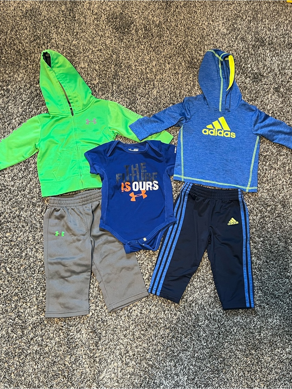 12mo Under Armour & Adidas Baby Boy Outfit Bundle